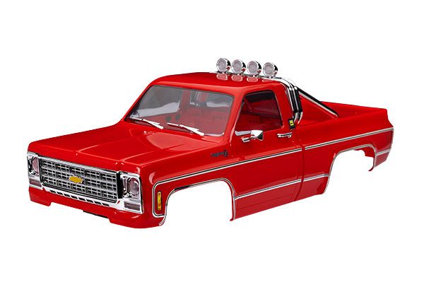 Traxxas Body Chevrolet K10 Truck (1979),Complete, Red (Includes Grille, Side Mirrors, Door Handles, Roll Bar, Windshield Wipers, & Clipless Mounting) (Requires #9835 Front & Rear Bumpers)