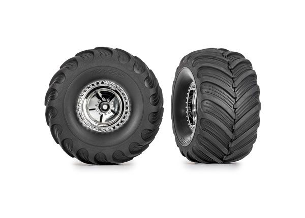 Traxxas Tires & wheels (chrome 1.2" , Terra 3.0x1.0" ) (2)