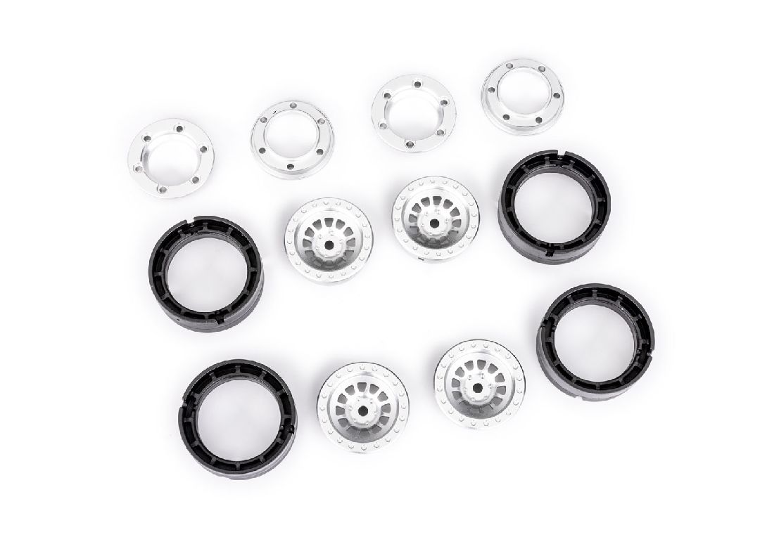 Traxxas Wheels, 1.0”, 6061-T6 aluminum (silver-anodized) (4)