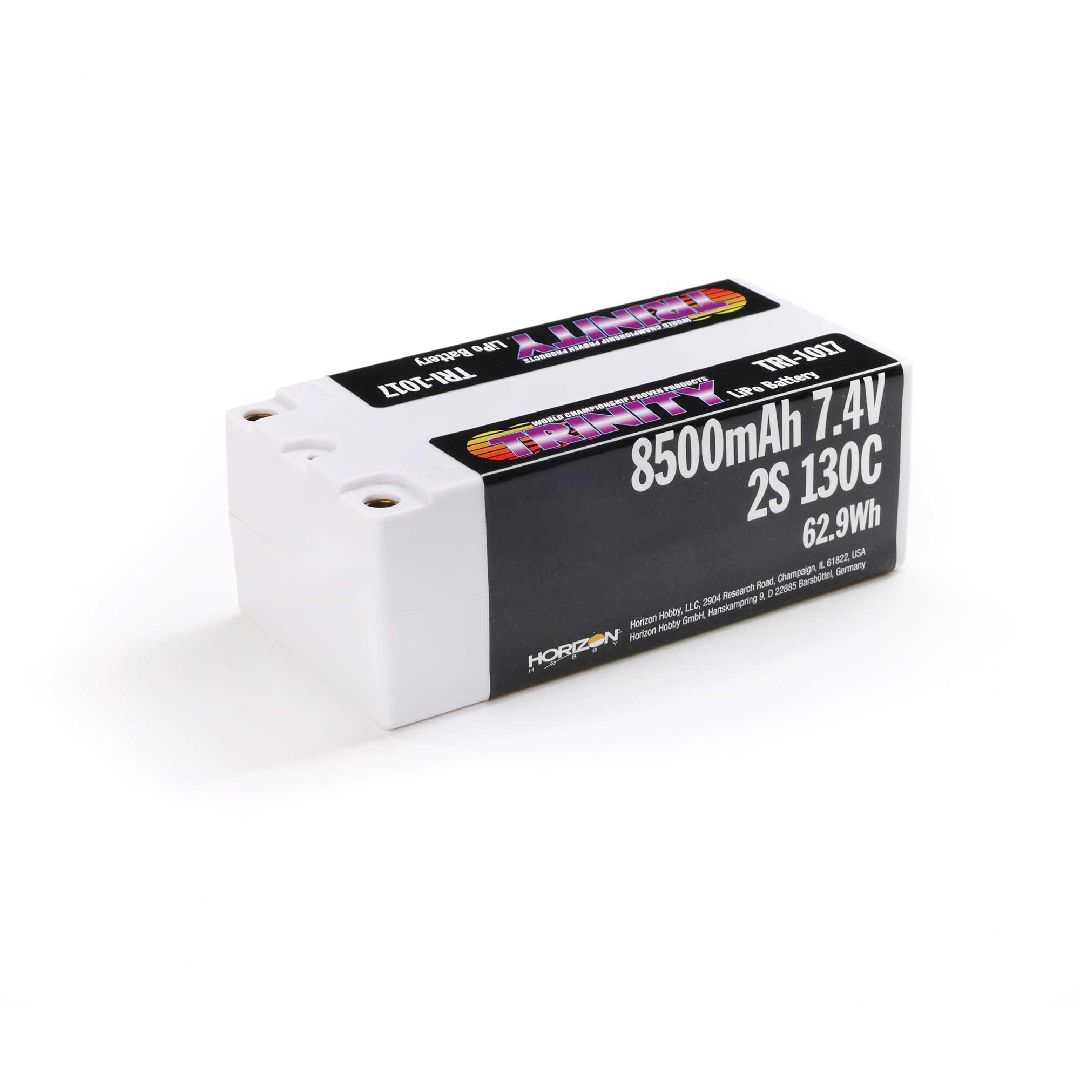 Trinity 8500mAh 2S 7.4V 130C Fat Shorty 5mm Bullets