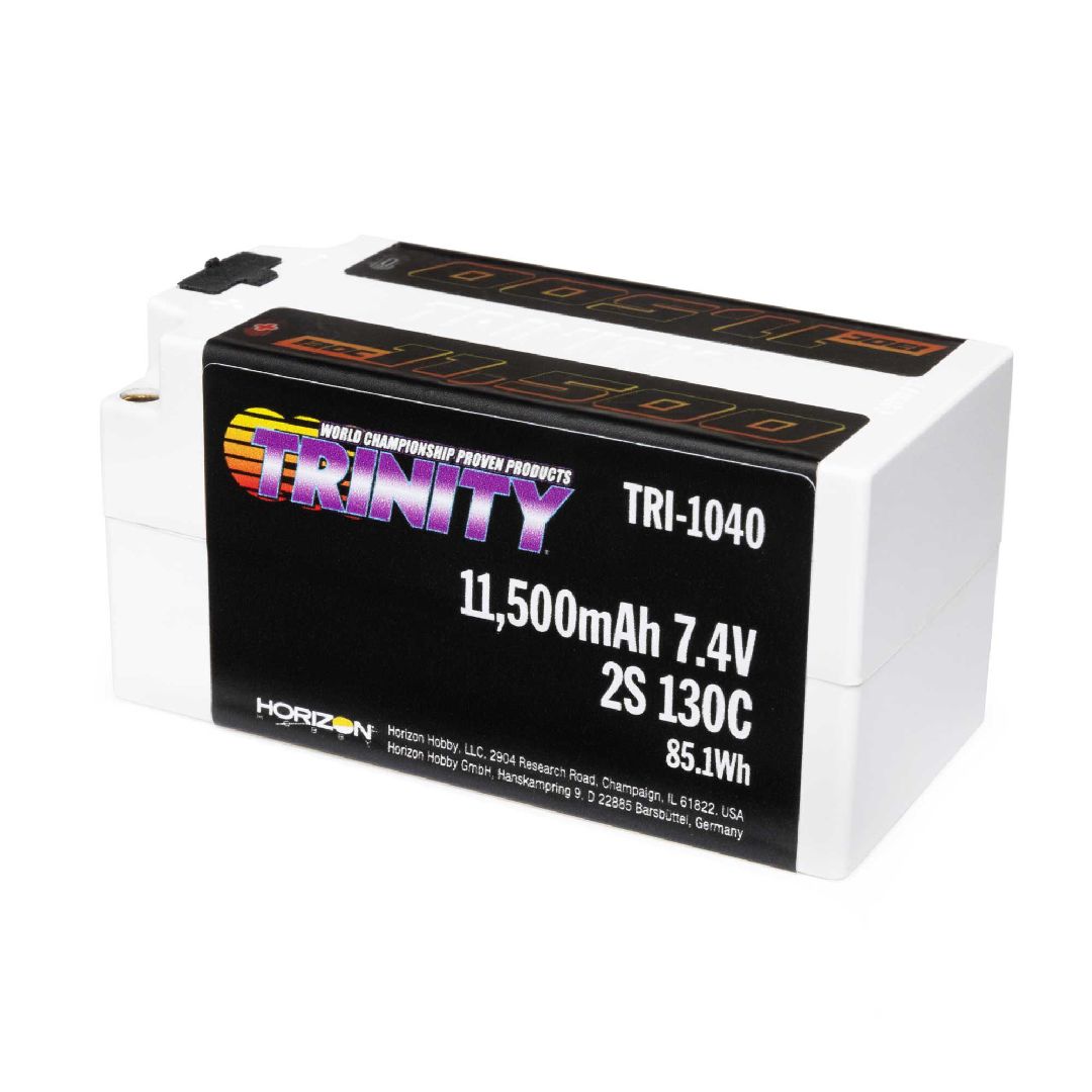 Trinity 11500mAh 2S2P 7.4V 130C Fat Shorty 5mm Bullets