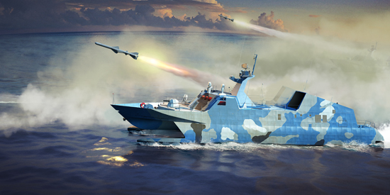 Trumpeter 1/144 PLA Navy Type 22 Missile Boat - Click Image to Close