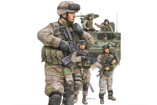 Trumpeter 1/35 Modern U.S. Army Armor Crewman & Infantry - Click Image to Close
