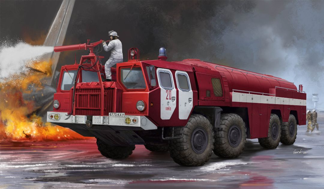 Trumpeter 1/35 Airport Fire Fighting Vehicle AA-60 (MAZ-7310) - Click Image to Close