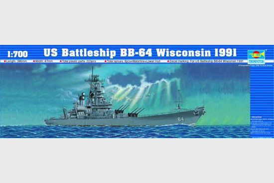 Trumpeter 1/700 U.S. Battleship BB-64 Wisconson 1991 - Click Image to Close
