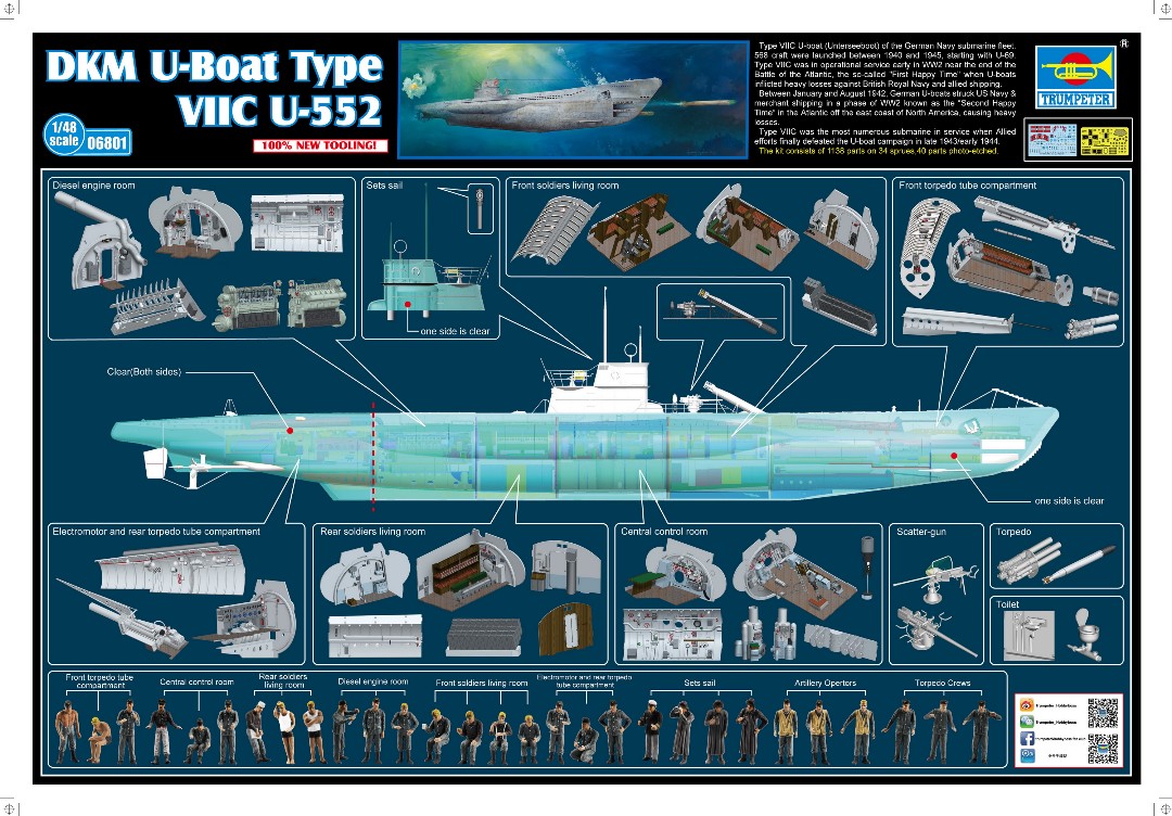 Trumpeter 1/48 DKM U-Boat Type VIIC U-552