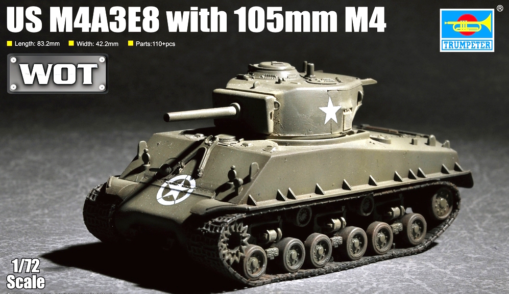 Trumpeter 1/72 US M4A3E8 with 105mm M4