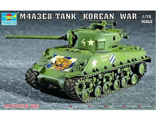 Trumpeter 1/72 M4A3E8 Tank (T80 Track) - Click Image to Close