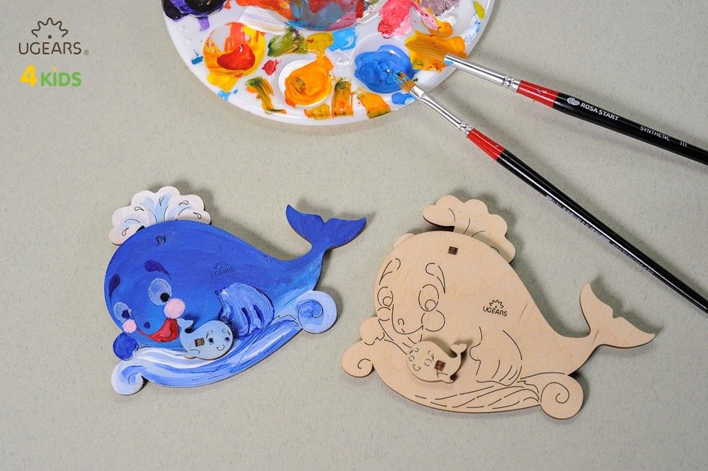 UGears Whale 3D-puzzle Coloring Model - 8 pieces