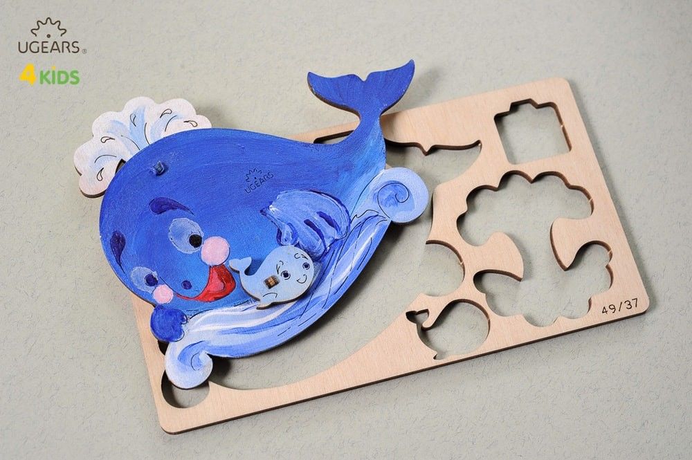 UGears Whale 3D-puzzle Coloring Model - 8 pieces - Click Image to Close
