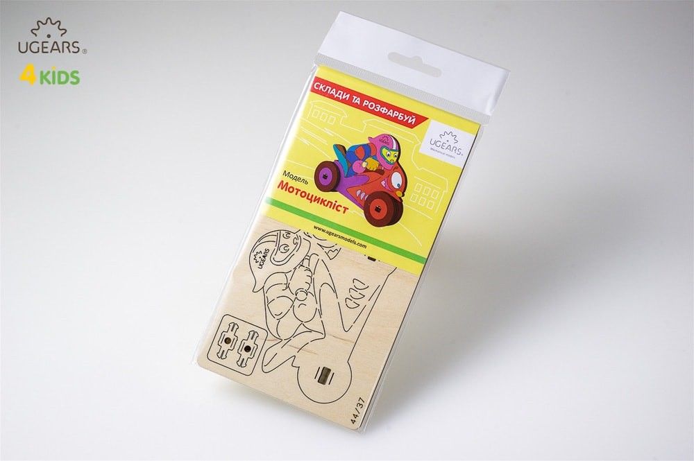 UGears Motorcyclist 3D-puzzle Coloring Model - 8 pieces