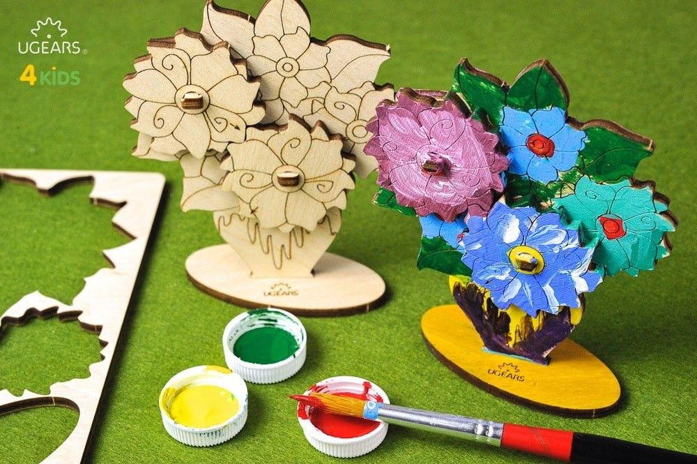 UGears Bouquet 3D-puzzle Coloring Model - 8 pieces - Click Image to Close