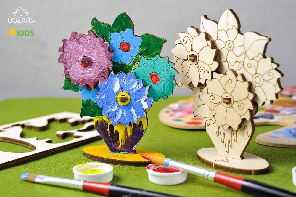 UGears Bouquet 3D-puzzle Coloring Model - 8 pieces - Click Image to Close
