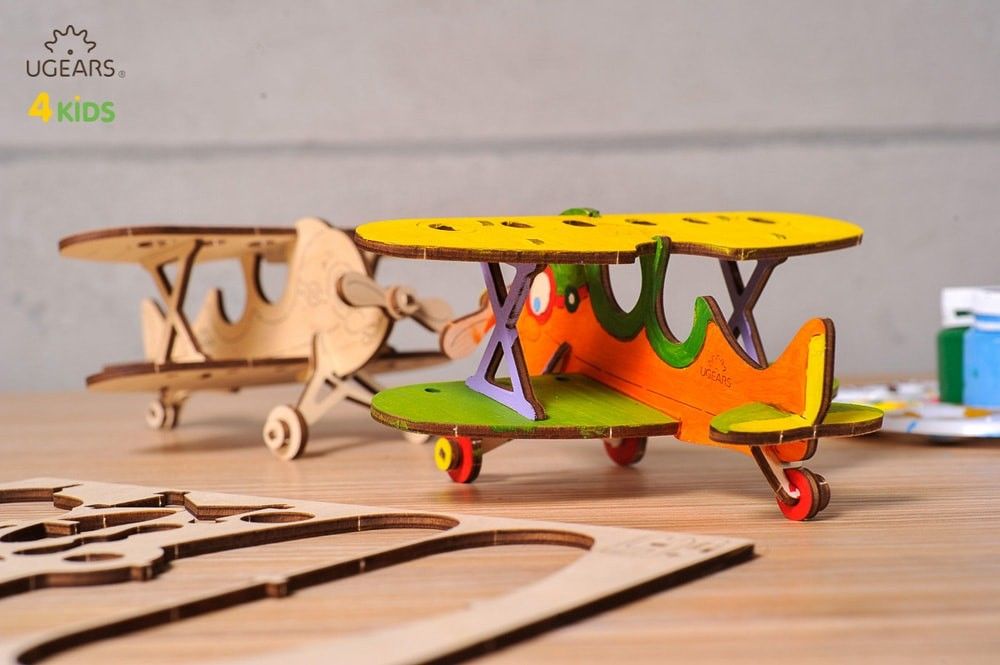 UGears Biplane 3D-puzzle Coloring Model - 23 pieces