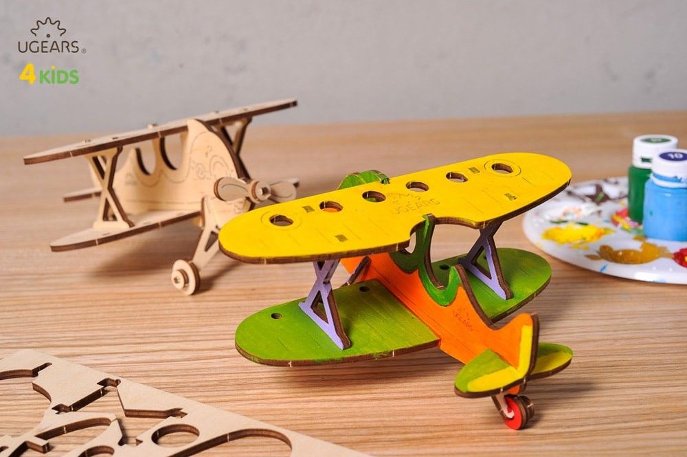 UGears Biplane 3D-puzzle Coloring Model - 23 pieces - Click Image to Close