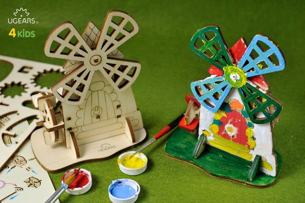 UGears Mill 3D-puzzle Coloring Model - 23 pieces - Click Image to Close