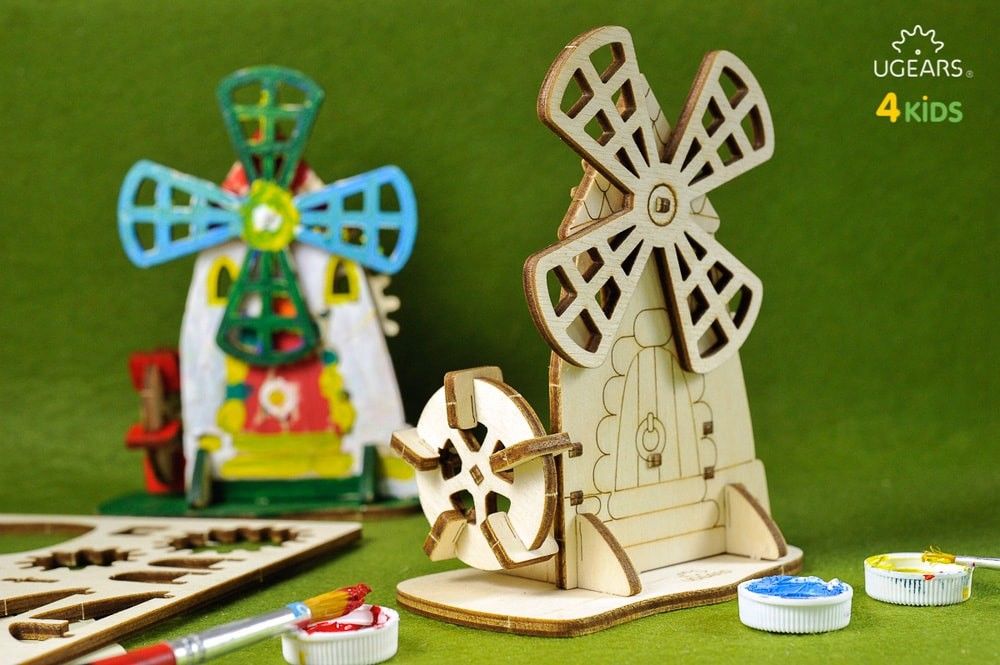 UGears Mill 3D-puzzle Coloring Model - 23 pieces - Click Image to Close