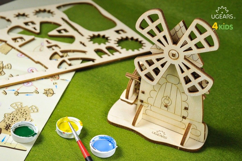 UGears Mill 3D-puzzle Coloring Model - 23 pieces