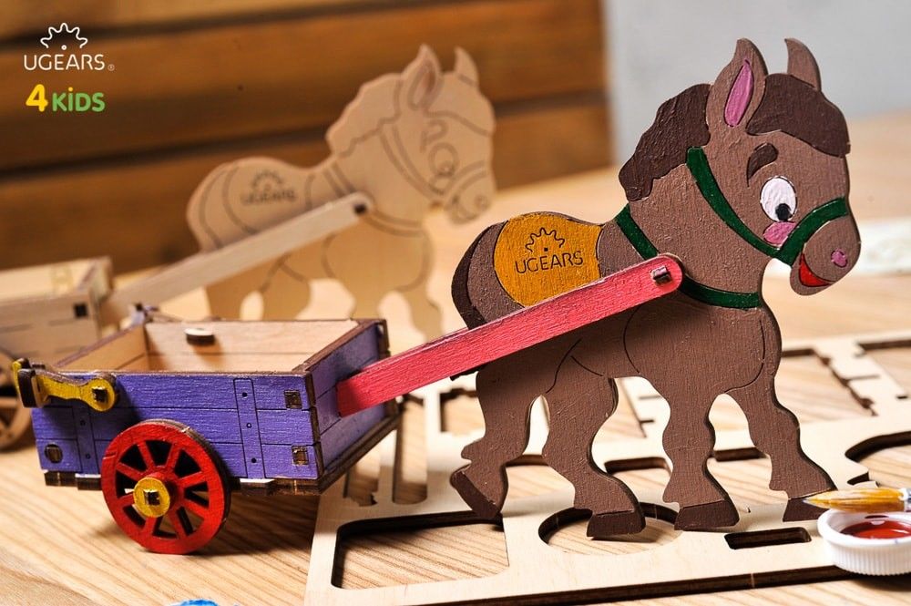 UGears Donkey 3D-puzzle Coloring Model - 23 pieces - Click Image to Close