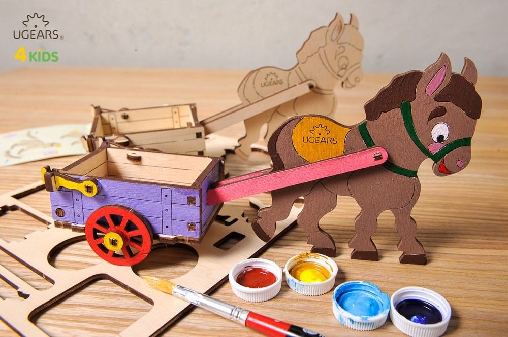 UGears Donkey 3D-puzzle Coloring Model - 23 pieces - Click Image to Close