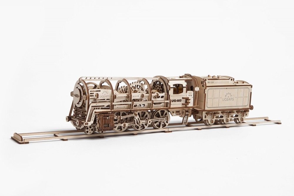 UGears Steam Locomotive with Tender - 443 pieces - Click Image to Close