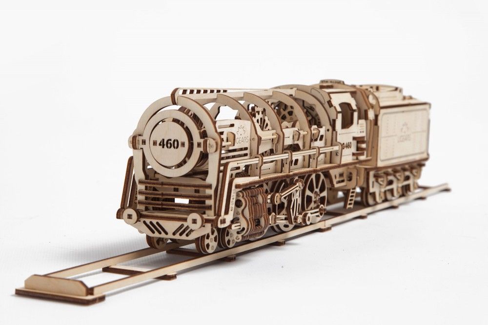 UGears Steam Locomotive with Tender - 443 pieces - Click Image to Close