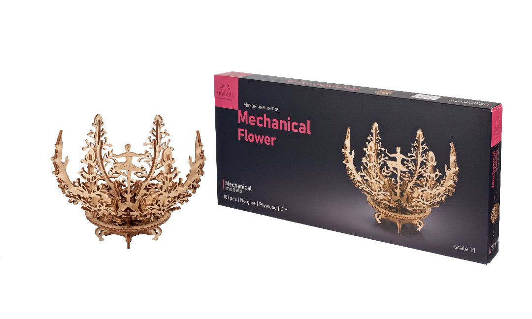 UGears Mechanical Flower - 101 pieces (Medium) - Click Image to Close