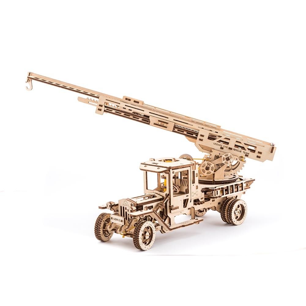 UGears Ladder Fire Truck - 537 pieces (Advanced) - Click Image to Close