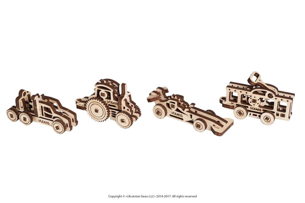 Ugears U-Fidget Vehicles (4 Models) - 62 Pieces