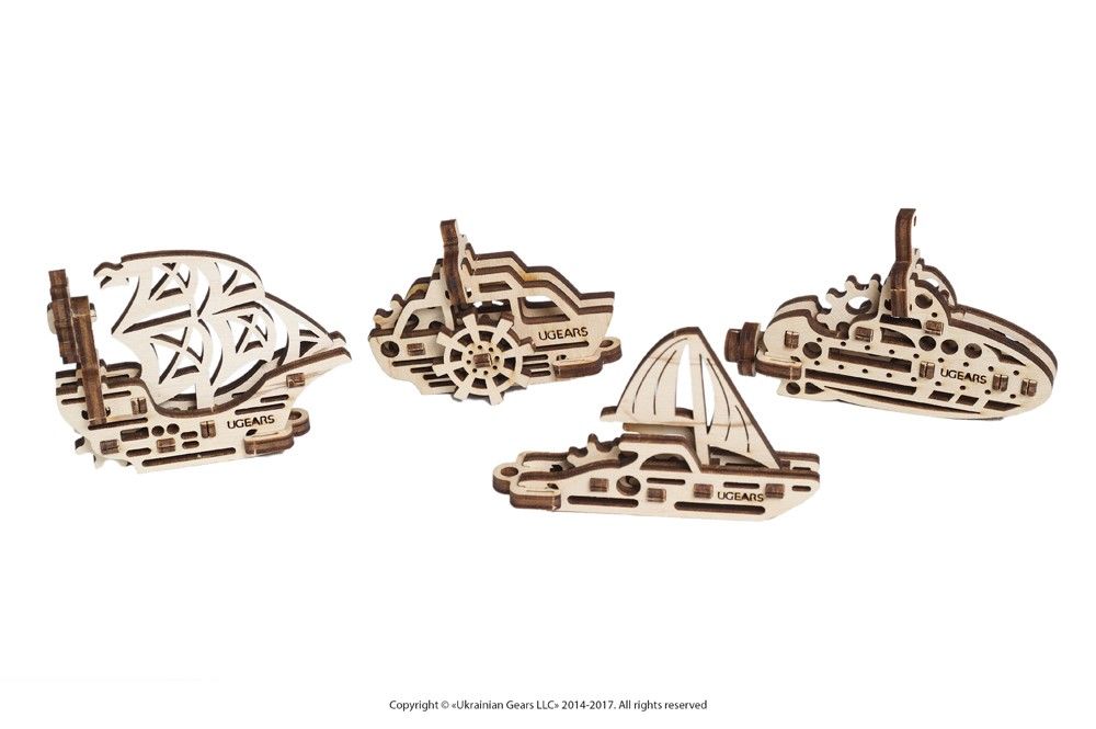 UGears U-Fidget Ships (4 models) - 12 pieces (Easy) - Click Image to Close