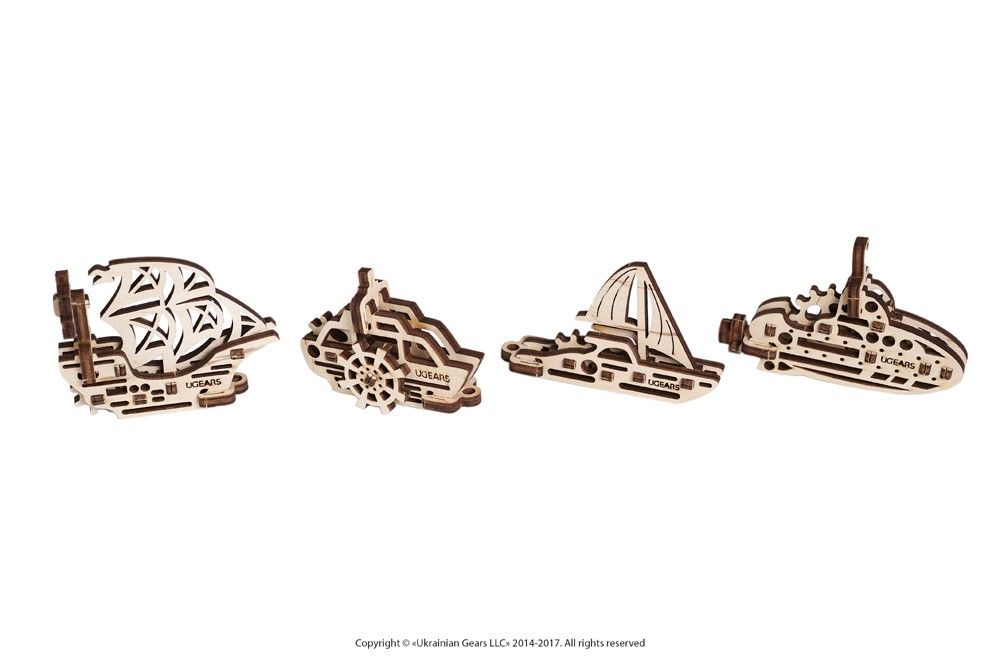 Ugears U-Fidget Ships (4 Models) - 56 Pieces