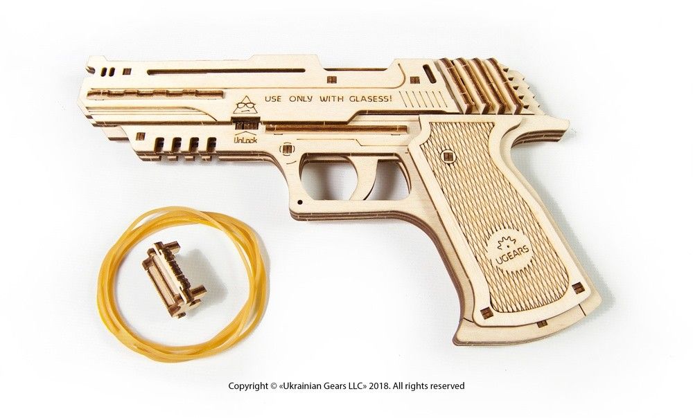 UGears Wolf-01 Handgun - 63 pieces (Easy) - Click Image to Close
