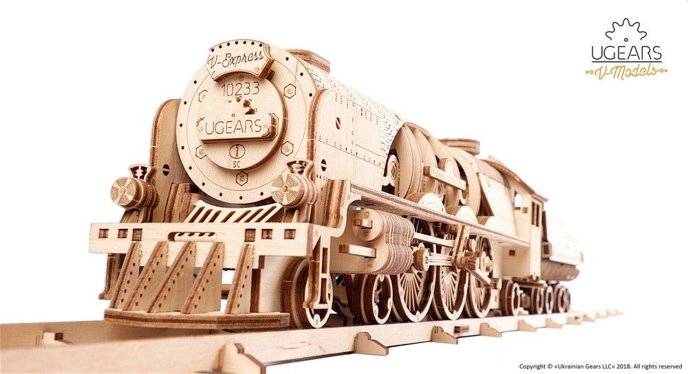 UGears V-Express Steam Train with Tender - 538 pieces (Advanced