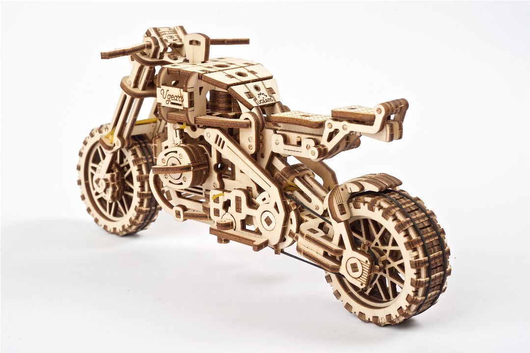 UGears Scrambler UGR-10 with sidecar - 380 pieces - Click Image to Close