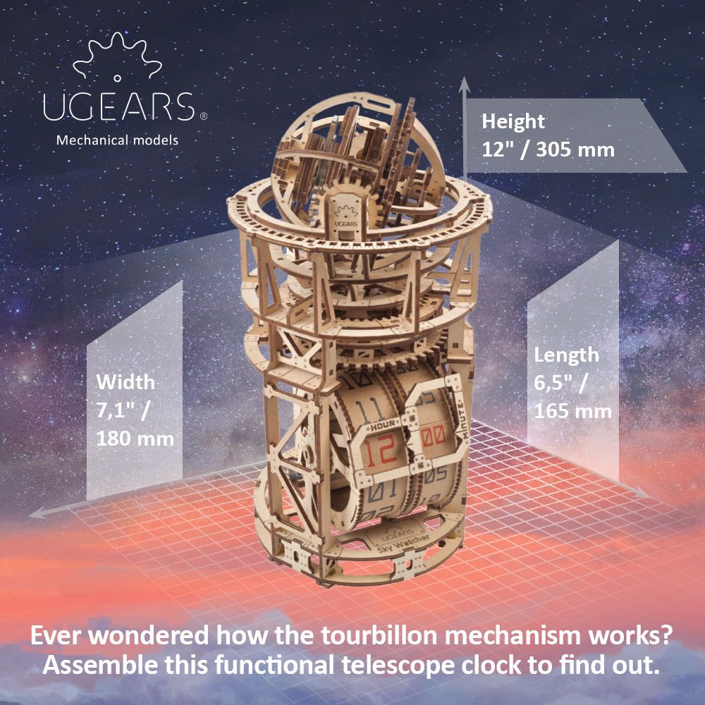 UGears Sky Watcher Tourbillon Table Clock - 338 Pieces