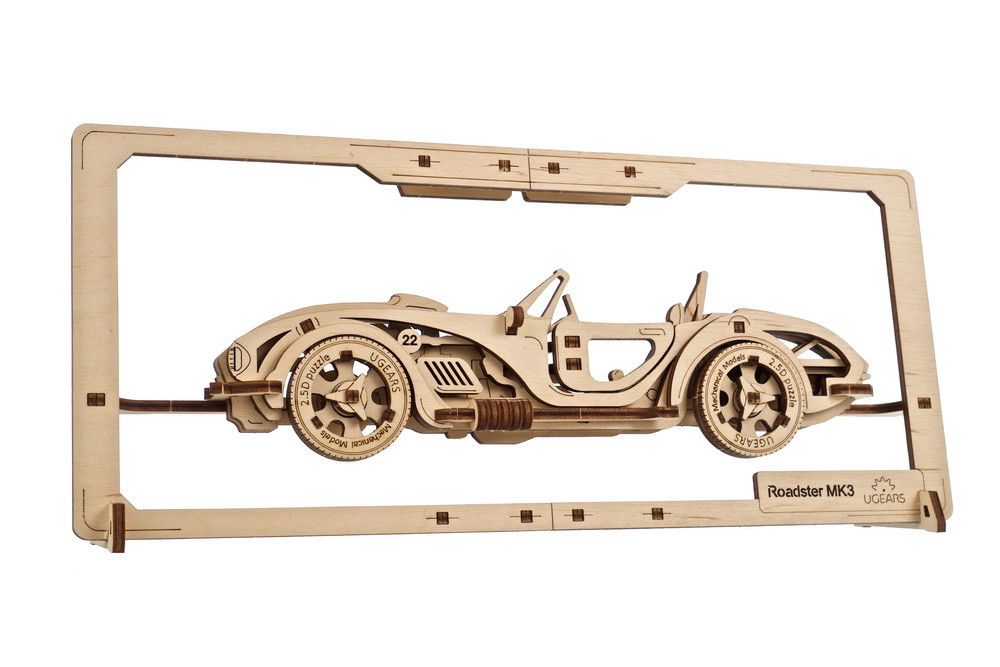 Ugears Roadster MK3 2.5D Puzzle - 62 Pieces - Click Image to Close