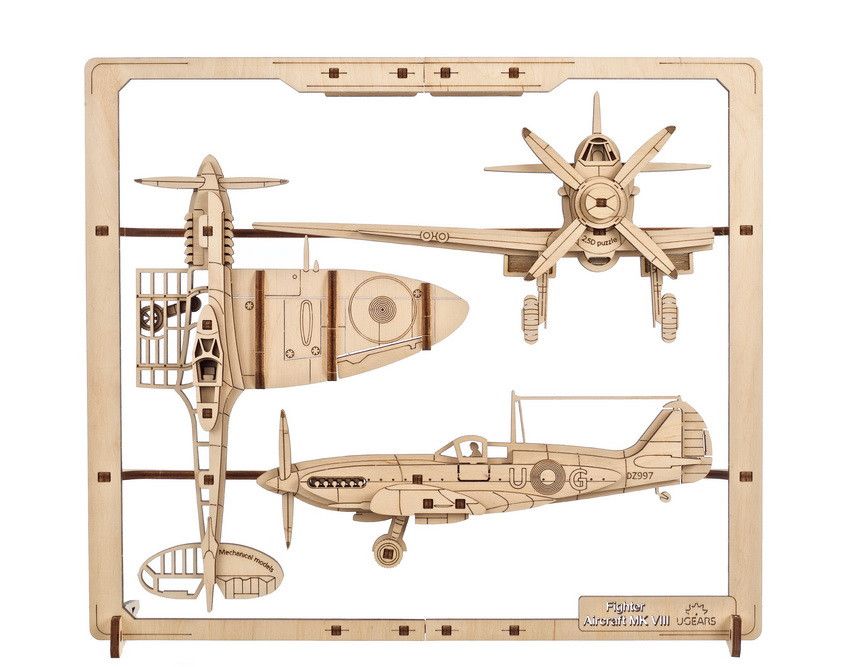 Ugears Fighter Aircraft 2.5D Puzzle - 47 Pieces