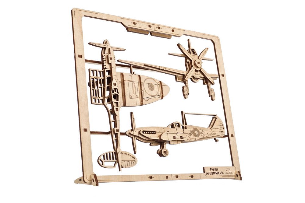 Ugears Fighter Aircraft 2.5D Puzzle - 47 Pieces - Click Image to Close