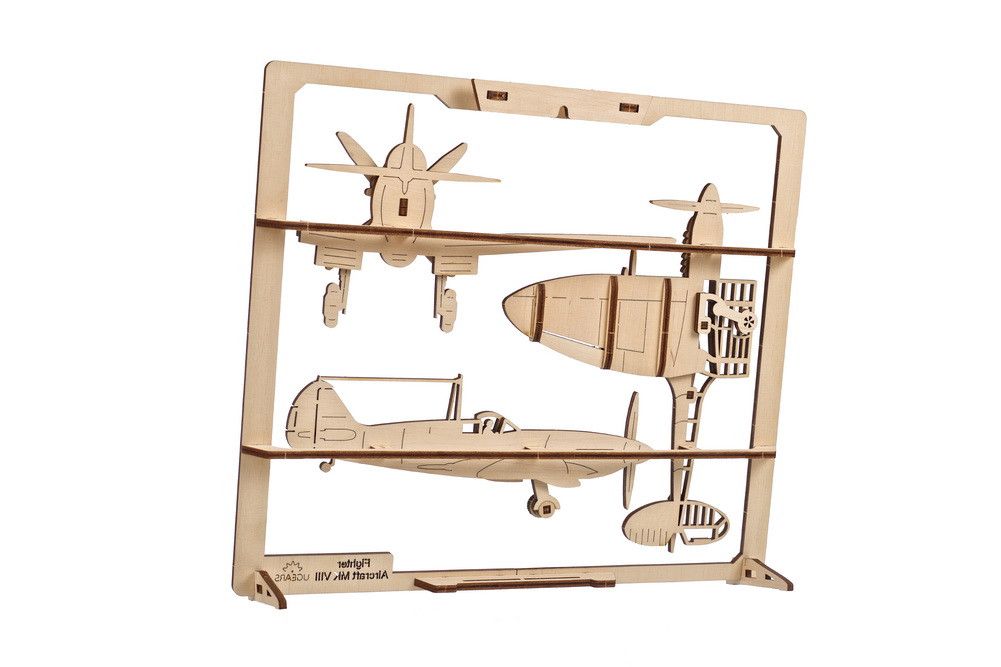 Ugears Fighter Aircraft 2.5D Puzzle - 47 Pieces