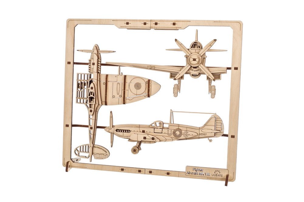 Ugears Fighter Aircraft 2.5D Puzzle - 47 Pieces - Click Image to Close