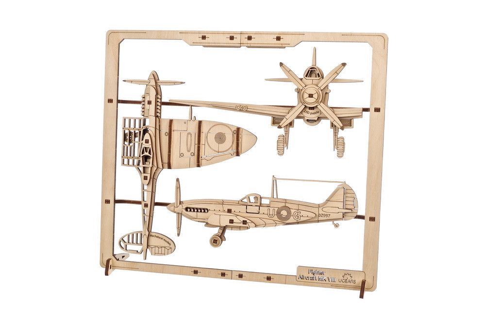 Ugears Fighter Aircraft 2.5D Puzzle - 47 Pieces