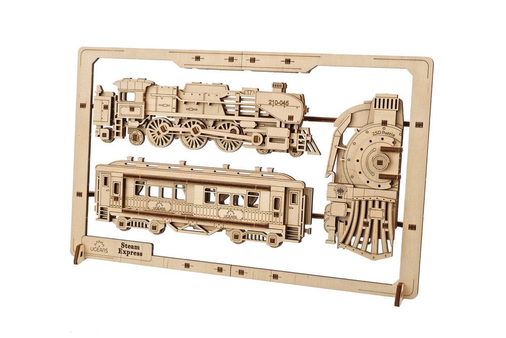 Ugears Steam Express Train 2.5D Puzzle - 79 Pieces