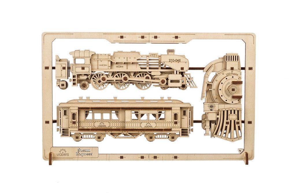 Ugears Steam Express Train 2.5D Puzzle - 79 Pieces