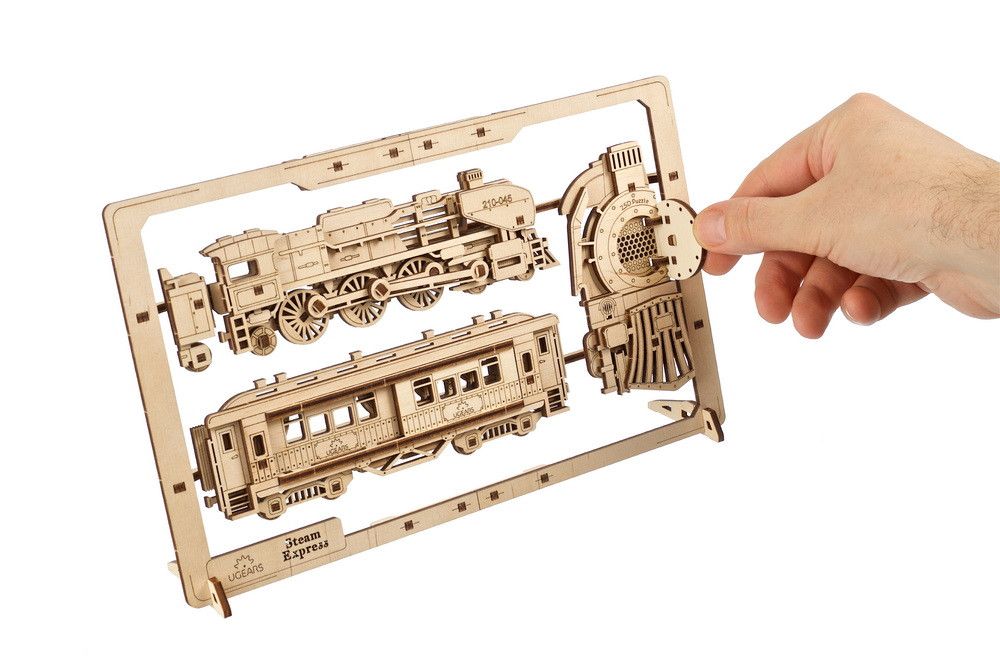 Ugears Steam Express Train 2.5D Puzzle - 79 Pieces - Click Image to Close