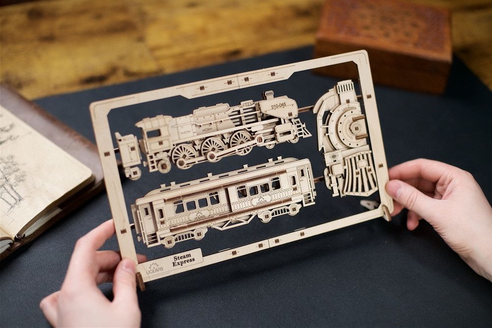 Ugears Steam Express Train 2.5D Puzzle - 79 Pieces