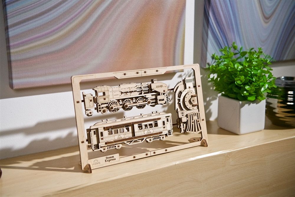 Ugears Steam Express Train 2.5D Puzzle - 79 Pieces - Click Image to Close