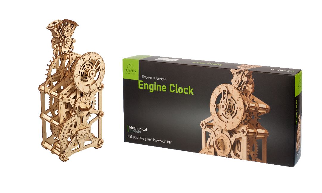 Ugears Engine Clock - 265 Pieces (Advanced) - Click Image to Close