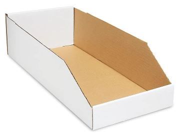 Uline White Corrugated Parts Bins - 8 x 18 x 4 1/2" (25)