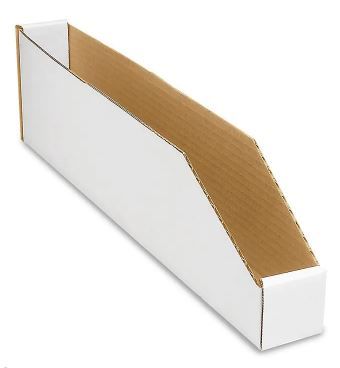 Uline White Corrugated Parts Bins - 2 x 18 x 4 1/2" (25)