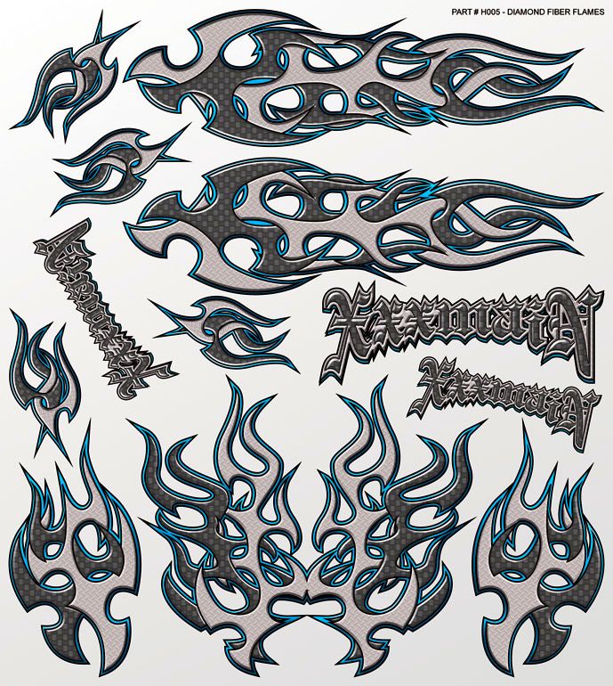 XXX Main Racing Diamond Fiber Flames Large Decal - Click Image to Close